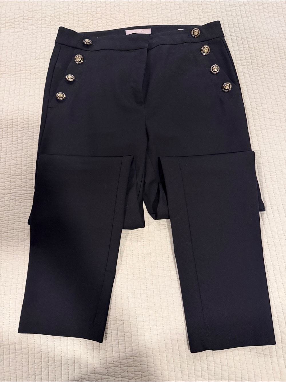 Black Sailor Button Detail Cropped Pants